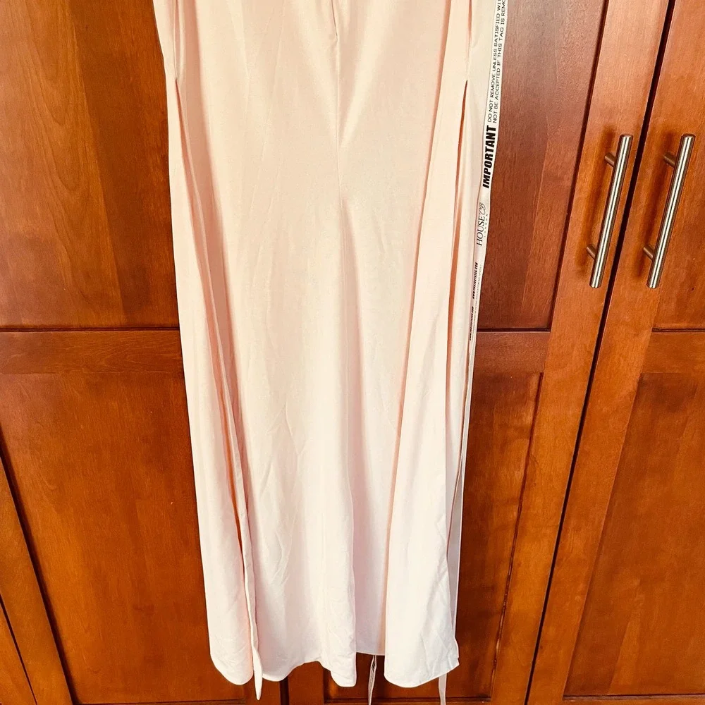 House of CB Aurelia Dress Maxi Thigh Slit Mesh Stretch Pink Size Small FLAW - Picture 10 of 12